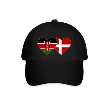 Kenia Dänemark Flagge Herz - Baseballkappe - Schwarz/Schwarz - Vorne