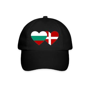 Bulgaria Denmark flag heart - Baseball Cap - black/black - Front