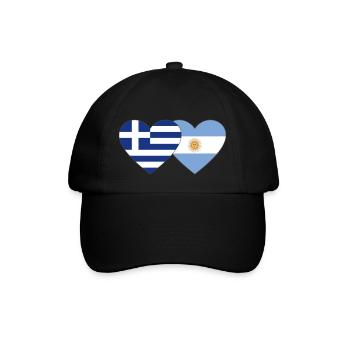 Griechenland Argentinien Flagge Herz - Baseballkappe - Schwarz/Schwarz - Vorne