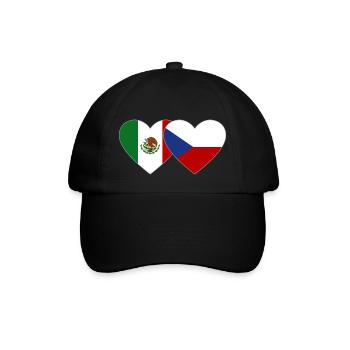 Mexiko Tschechien Flagge Herz - Baseballkappe - Schwarz/Schwarz - Vorne