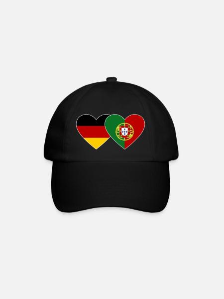 Deutschland Portugal Flagge Herz - Baseballkappe - Schwarz/Schwarz