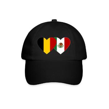 Belgium Mexico Flag Heart - Baseball Cap - black/black - Front