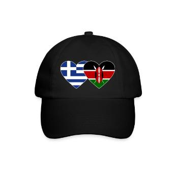 Greece Kenya Flag Heart - Baseball Cap - black/black - Front