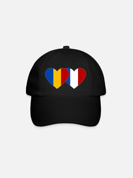 Romania France Flag Heart - Baseball Cap - black/black