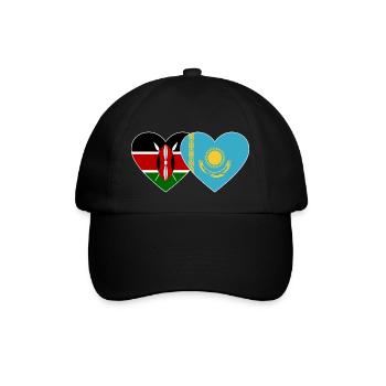 Kenia KasachstanFlagge Herz - Baseballkappe - Schwarz/Schwarz - Vorne