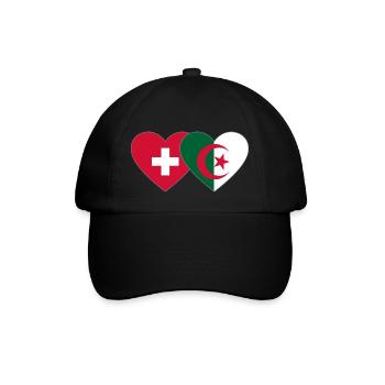 Switzerland Algeria Flag Heart - Baseball Cap - black/black - Front