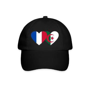 France Algeria Flag Heart - Baseball Cap - black/black - Front