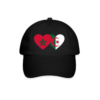 Morocco Algeria Flag Heart - Baseball Cap - black/black - Front