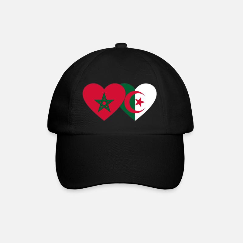 Maroc Algérie Drapeau Coeur - Casquette classique - noir/noir