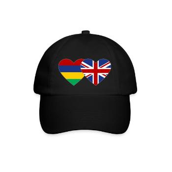 Mauritius England Flag Heart - Baseball Cap - black/black - Front