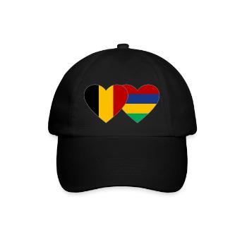 Belgien Mauritius Flagge Herz - Baseballkappe - Schwarz/Schwarz - Vorne