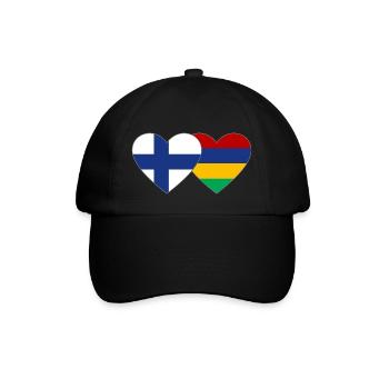 Finland Mauritius Flag Heart - Baseball Cap - black/black - Front