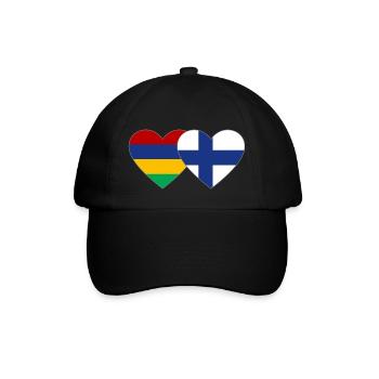 Mauritius Finnland Flagge Herz - Baseballkappe - Schwarz/Schwarz - Vorne