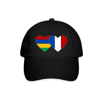 Mauritius Frankreich Flagge Herz - Baseballkappe - Schwarz/Schwarz - Vorne