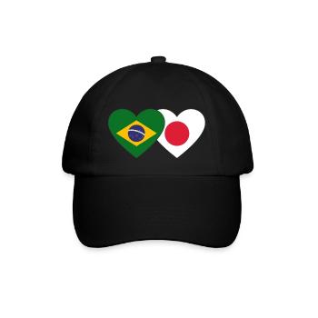 Brasilien Japan Flagge Herz - Baseballkappe - Schwarz/Schwarz - Vorne