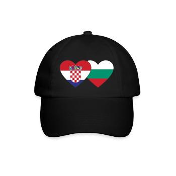 Croatia Bulgaria Flag Heart - Baseball Cap - black/black - Front