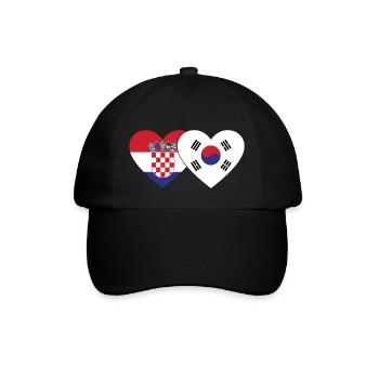 Croatia South Korea Flag Heart - Baseball Cap - black/black - Front