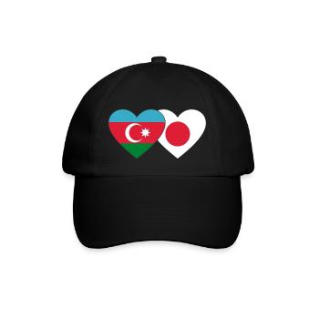 Azerbaijan Japan Flag - Baseball Cap - black/black - Front
