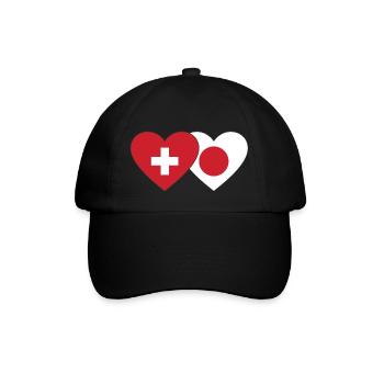 Switzerland Japan Flag Heart - Baseball Cap - black/black - Front