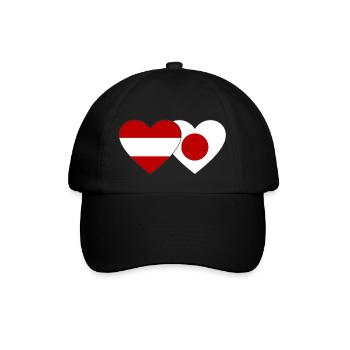 Austria Japan Flag Heart - Baseball Cap - black/black - Front
