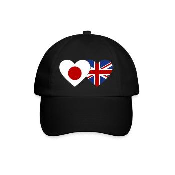 Japan England Flag Heart - Baseball Cap - black/black - Front