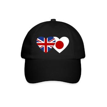 England Japan Flag Heart - Baseball Cap - black/black - Front