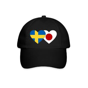 Schweden Japan Flagge Herz - Baseballkappe - Schwarz/Schwarz - Vorne