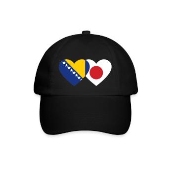 Bosnia Japan Flag Heart - Baseball Cap - black/black - Front