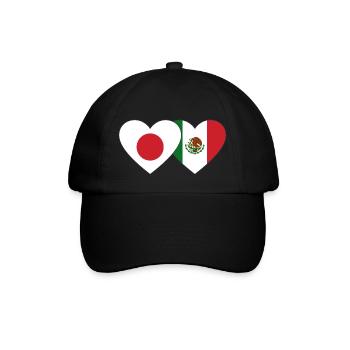 Japan Mexico Flag Heart - Baseball Cap - black/black - Front
