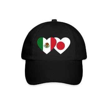 Mexiko Japan Flagge Herz - Baseballkappe - Schwarz/Schwarz - Vorne