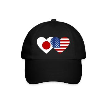 Japan USA Flag Heart - Baseball Cap - black/black - Front
