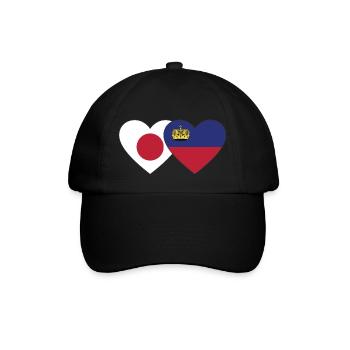 Japan Liechtenstein Flagge Herz - Baseballkappe - Schwarz/Schwarz - Vorne