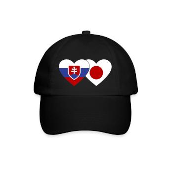Slowakei Japan Flagge Herz - Baseballkappe - Schwarz/Schwarz - Vorne