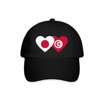 Japan Tunisia Flag Heart - Baseball Cap - black/black - Front