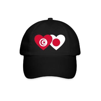 Tunesien Japan Flagge Herz - Baseballkappe - Schwarz/Schwarz - Vorne