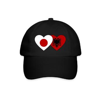 Japan Albania Flag Heart - Baseball Cap - black/black - Front
