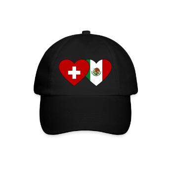 Switzerland Mexico Flag Heart - Baseball Cap - black/black - Front