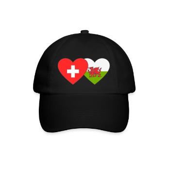 Switzerland Wales Flag Heart - Baseball Cap - black/black - Front
