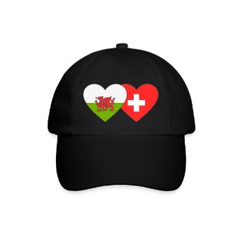 Switzerland Wales Flag Heart - Baseball Cap - black/black - Front
