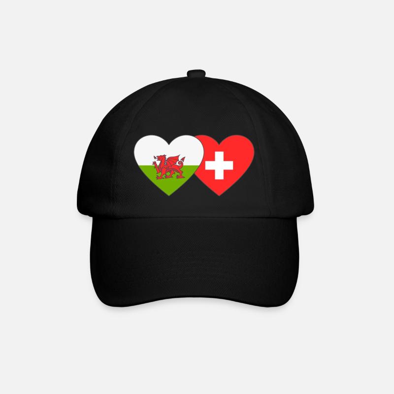 Suisse Pays de Galles Flag Heart - Casquette classique - noir/noir