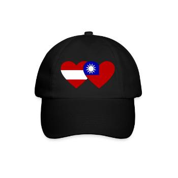 Austria Taiwan Flag Heart - Baseball Cap - black/black - Front