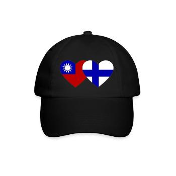 Taiwan Finnland Flagge Herz - Baseballkappe - Schwarz/Schwarz - Vorne