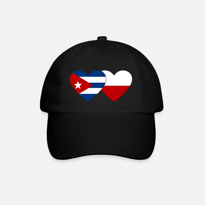 Cuba Pologne Flag Coeur - Casquette classique - noir/noir
