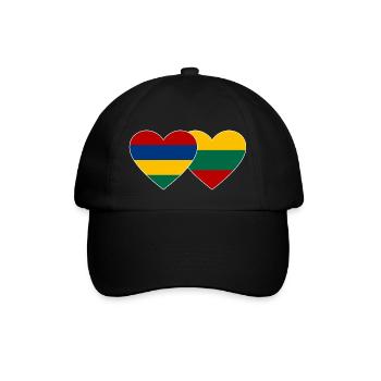 Mauritius Lithuania Flag Heart - Baseball Cap - black/black - Front