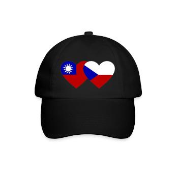 Taiwan Tschechien Flagge Herz - Baseballkappe - Schwarz/Schwarz - Vorne