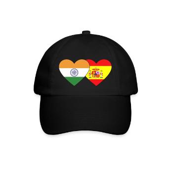 India Spain Flag Heart - Baseball Cap - black/black - Front