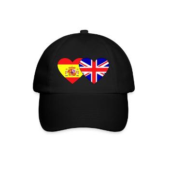 Spanien England Flagge Herz - Baseballkappe - Schwarz/Schwarz - Vorne