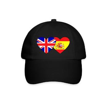England Spain Flag Heart - Baseball Cap - black/black - Front