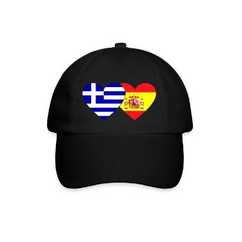 Griechenland Spanien Flagge Herz - Baseballkappe - Schwarz/Schwarz - Vorne