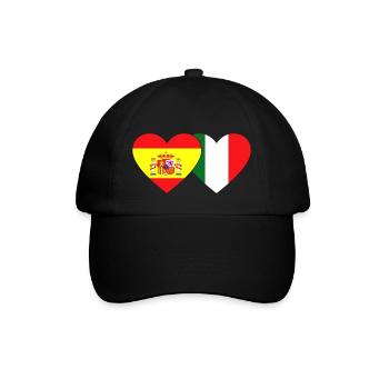 Spain Italy Flag Heart - Baseball Cap - black/black - Front